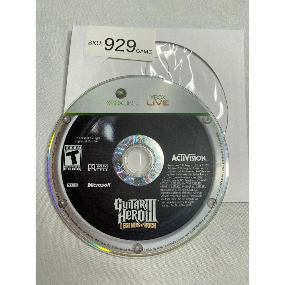 Guitar Hero III Legends of Rock Microsoft Xbox 360
